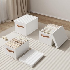 Foldable Storage Bin 7.1×9.1×13 Inch With Lid Closet Organizer Handles White
