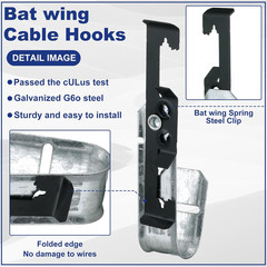 50 Pcs 3/4 Inch Galvanized Steel J Hook with Bat Wing Heavy Duty Cable Support S