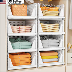 SNSLXH 5 Pack Stackable Closet Storage Basket, Multifunctional 5 Pack, White