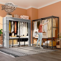 59″ Heavy Duty Closet Organizer Portable Wardrobe Clothes Shoe Clothes Racks