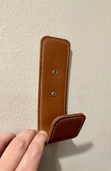 Brown Faux Leather Wall Hook Modern Matte Finish Wall Mounted Traditional Style