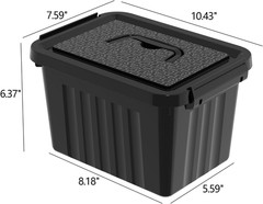 6-Pack 6 Quart Black Latching Storage Bins with Handles and Lids