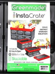 Greenmade InstaCrate Collapsible Storage Bin 12 Gallon Capacity, Folds Flat