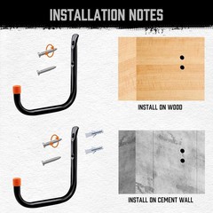 Heavy Duty Garage Hooks 8 Inch Steel Wall Mount Organizers for Tools Bicycles