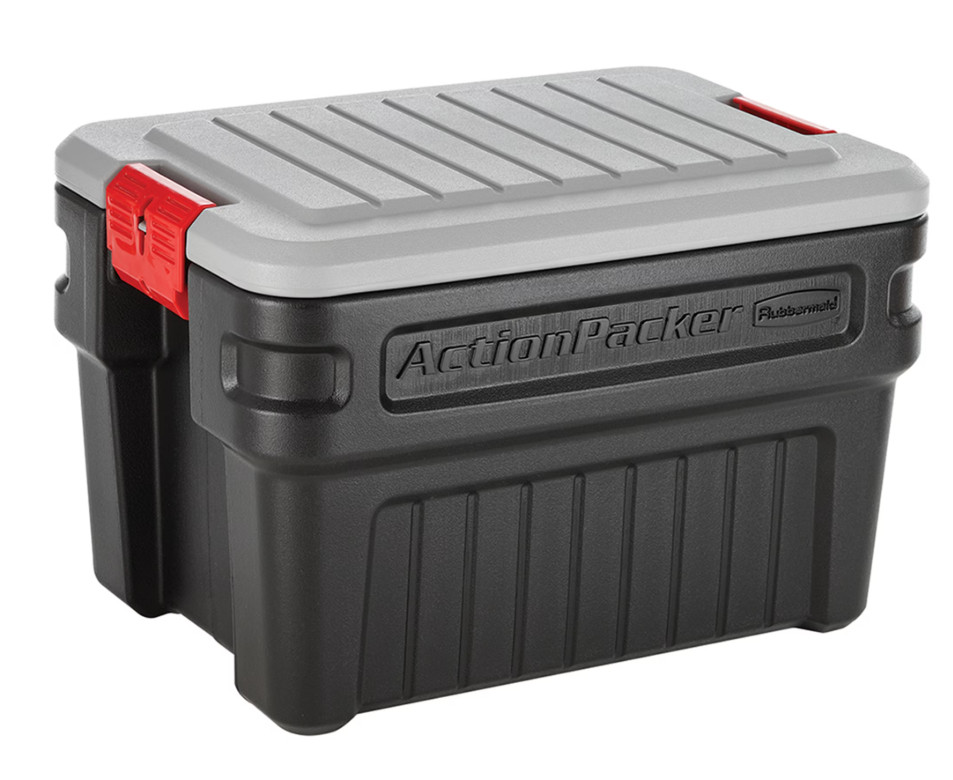 Rubbermaid 24 Gallon Action Packer Storage Bin Heavy Duty Lockable Black