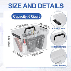 Clear Plastic Storage Bins with Lids and Handles – 6L, 4 Pack