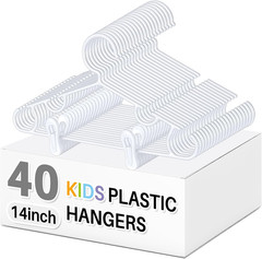 40 Pcs 14 in Baby Youth Kids Clothes Hangers with 80 Clips for Pants Non-Slip To