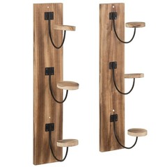 MyGift 2 Pcs Hat Rack Wall Mount, Cowboy Medium, Light Burnt Wood