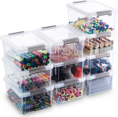 10 Pack Stackable 1.3 QT Clear Storage Bins with Lids for Organizing Supplies