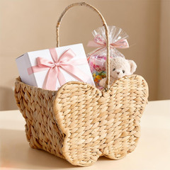 Handmade Butterfly Wicker Storage Basket – Natural Water Hyacinth Organizer
