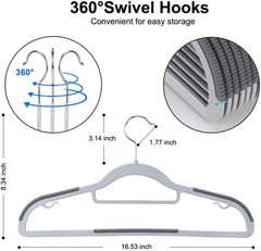 Plastic Hangers 50 Pack Space Saving Heavy Duty Non Slip Clothes Hangers