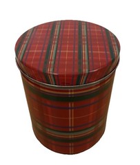 Round 5”H Tartan Tin Canister Plaid Holiday Container Ralph Lauren Style Decor