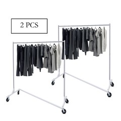 Durable Clothing Garment Rack 2 PCS Rolling Hanging Clothes Rack on Wheels