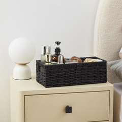Stylish Wicker Storage Baskets with Handles – 2-Pack, Black Organizers