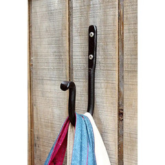 Set of 3 Multi Purpose J-Hook Iron Brackets, 6 In. Long, Black Powder Coat Finis