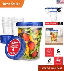 Reusable 32oz Quart Freezer Containers – Microwave & Dishwasher Safe (8 Pack)