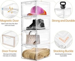 Efficient Closet Organizers: 6 Stackable Clear Bins with 19 Quarts Capacity Each