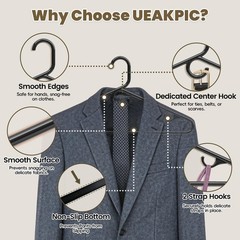UEAKPIC Black Plastic Hangers 36 Pack, Heavy Duty Clothes Hangers with Center…