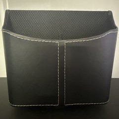 Heavy Black Faux Leather Spinning Remote Control Holder/Desk Organizer
