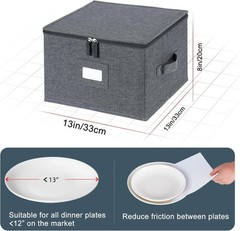 China Charger Plate Storage Box Hard Shell Stackable 13×8 Inch Grey 2 PCS