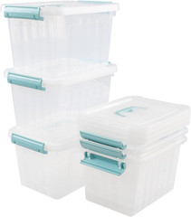 6-Pack Clear Plastic Storage Bins with Lids for Home & Office Organization