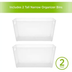 Storage Made Simple Freestanding Tall Organizer Bin with Handles in Clear (Set o