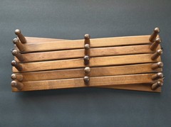 Dark Natural Wood Accordion Wall Hanger Expandable Rack Wall Mounted 17 Peg