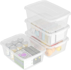 14 Quart Clear Plastic Storage Bins with Lids – Set of 4 Latching Containers