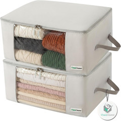 2 Pack Clothing Storage Bags Clothes Organizer Folding Fabric Bags for Sweaters,