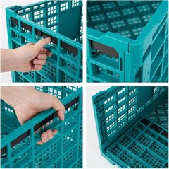 Collapsible Heavy Duty Storage Crate 52L Stackable Plastic Organizer Bin 5PCS