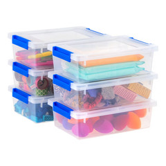 IRIS Medium 2.4 Quarts Blue Stackable Tote with Latching Lid 6 Pack