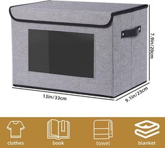 Fabric Storage Bin with Lid, Storage Box with Handles,13 x 9.1 x 7.9 Inch Closet