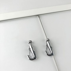 Picture Hanging System Click Rail Kit 59in White Rails Cables Hooks End Caps