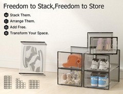 X-Large Shoe Storage Boxes Organizers Clear Plastic Stackable 12 Pack, Shoe Rac