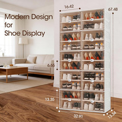 40 Pairs Shoes Storage Cabinet of 3-Step Fast Installation,Plastic Shoe Rack wit