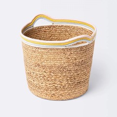 Natural Woven Round Storage Bin with Coiled Rope Handle – Cloud Island