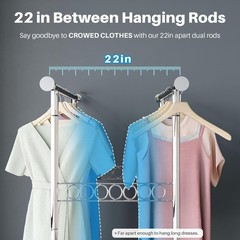 HOKEEPER Heavy Duty Clothing Rack Load 650 LBS Collapsible Garment Rack