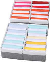 4 Packs T-Shirt Drawer Organizers for Clothing,10 Grids Compartment Wardrobe Sto