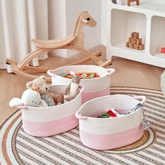 Storage Baskets For Organizing | 15″x10.2″x9.1″ Nursery Bin With Handles Woven C