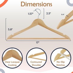 ELONG HOME Solid Wooden Hangers 20 Pack, Wood Suit Hangers with Extra Smooth …