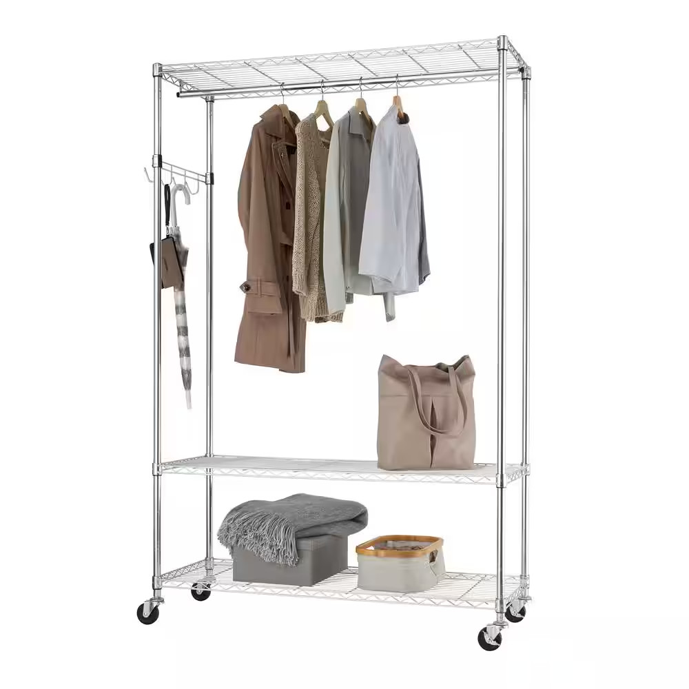 Chrome Steel Clothes Rack 48 In. W X 75.5 In. H