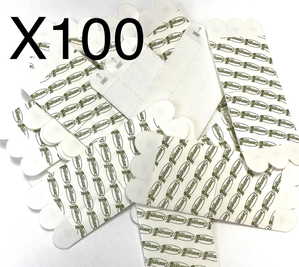 3M Damage-Free Command Picture Hanging Hook & Loop Strips 2 inch Lot of 100