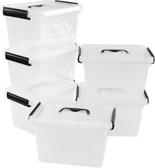 6-Pack Clear Latching Storage Boxes with Lids for Organizing Snacks & Tools