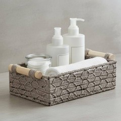 2 Pieces Paper Rope Bin with Handles Wood Handle Bin Long-Lasting Wire Frame