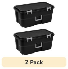 (2 pack) Sterilite 22 Gallon Large Wheeled Footlocker, Heavy Duty Plastic Storag