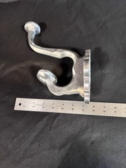 Vintage Large Double Coat Hook Aluminum 9-1/2” Sturdy Silver Metal Wall Hook