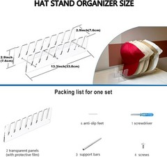 Hat Stand Organizer for Baseball Caps, Acrylic Hat Holder & Rack, 2PCS Clear
