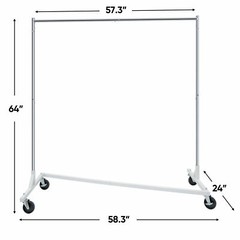 Heavy-Duty Commercial Garment Rack Rolling Z-Base Storage Clothing Shelving Rack