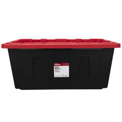 Hyper Tough 40 Gal Storage Bin Snap Lid Black Red 2 Pack Heavy Duty