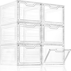 Efficient Closet Organizers: 6 Stackable Clear Bins with 19 Quarts Capacity Each